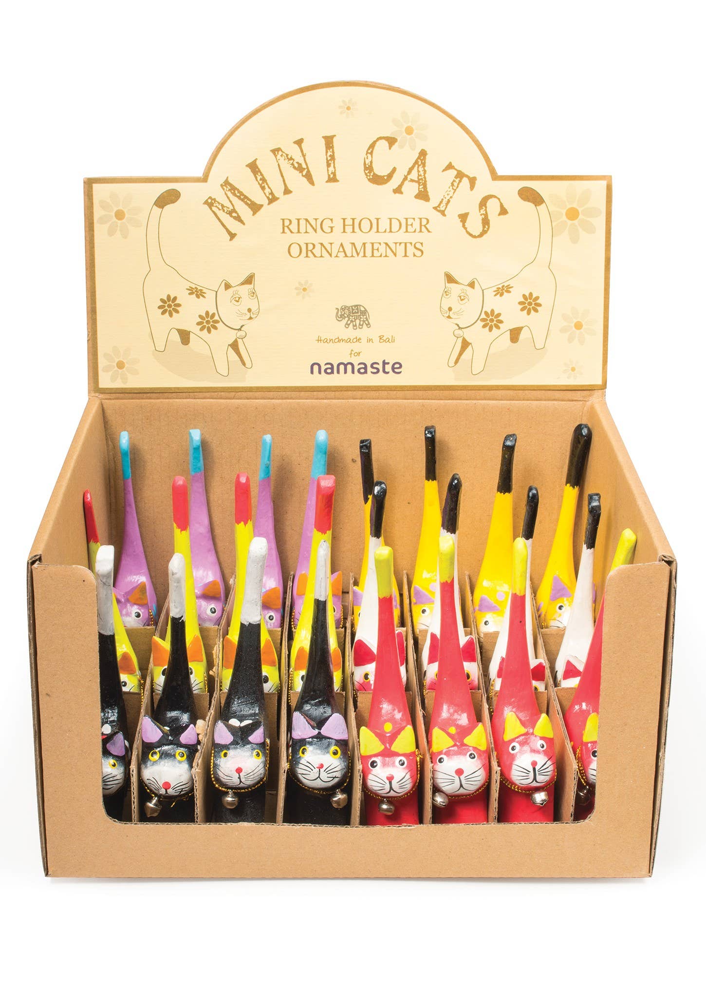 Namaste - Wholesale Jewelry Stand & Display - Wooden Hand Painted Cat Ring Holder/Ornament1