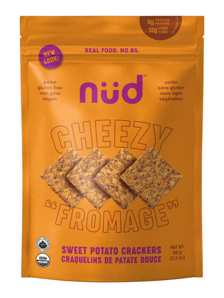 Cheezy Sweet Potato Crackers for wholesale by nud fud Inc.