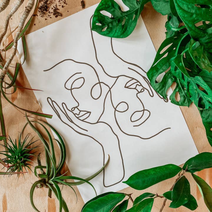 A4 Glossy Print | Womens Face Art | Line Illustration for wholesale by BrollyWeather