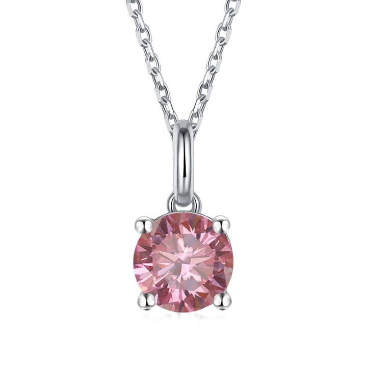 Colar Solitário de Moissanite Rosa em Prata 925 Banhada a Ródio por atacado de FCJ Jewelry LLC