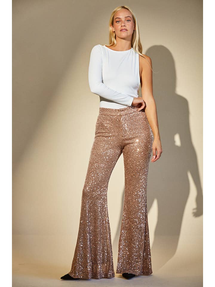 WISTERIA LANE - Vendita all'ingrosso Pantalone - Donna - PANTALONI A ZAMPA IN PAILLETTES - 2405 COPPER