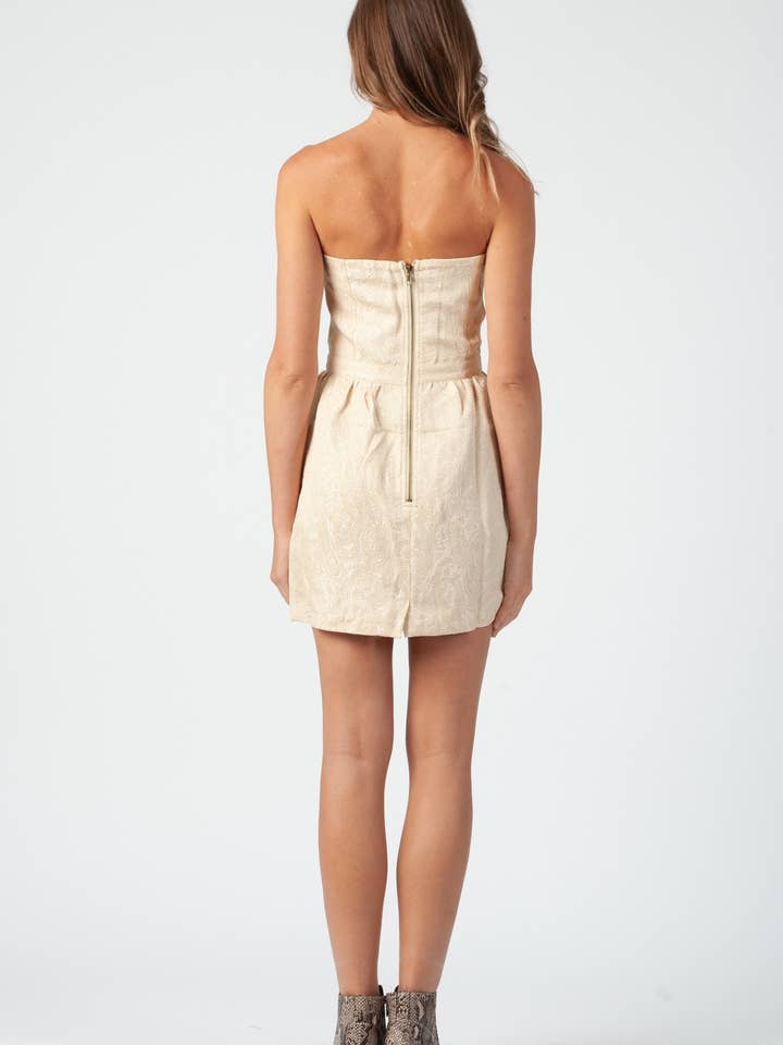 Lucca Couture - Wholesale Dress - Women's - Holiday Shiny Brocade Strapless Dress1