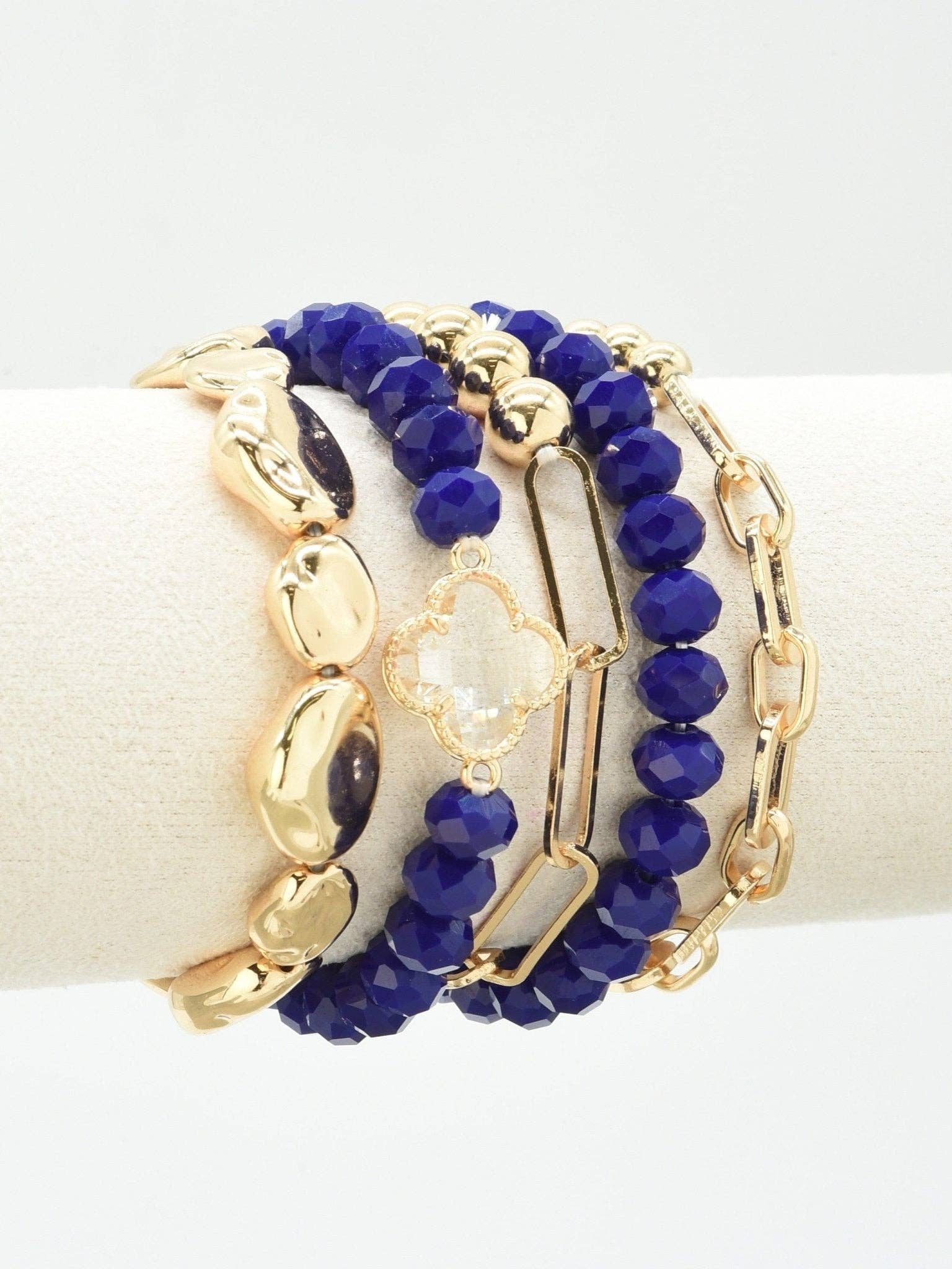 MiMi Wholesale - Wholesale Jewelry Set - Beaded Clover Accent Jewelry Set Bracelet24