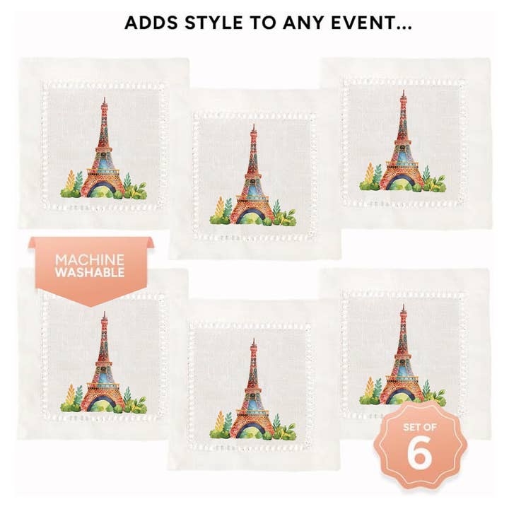 Jolitee - Wholesale Dinner & Cloth Napkin - Hemstitch Napkins - Eiffel Tower3