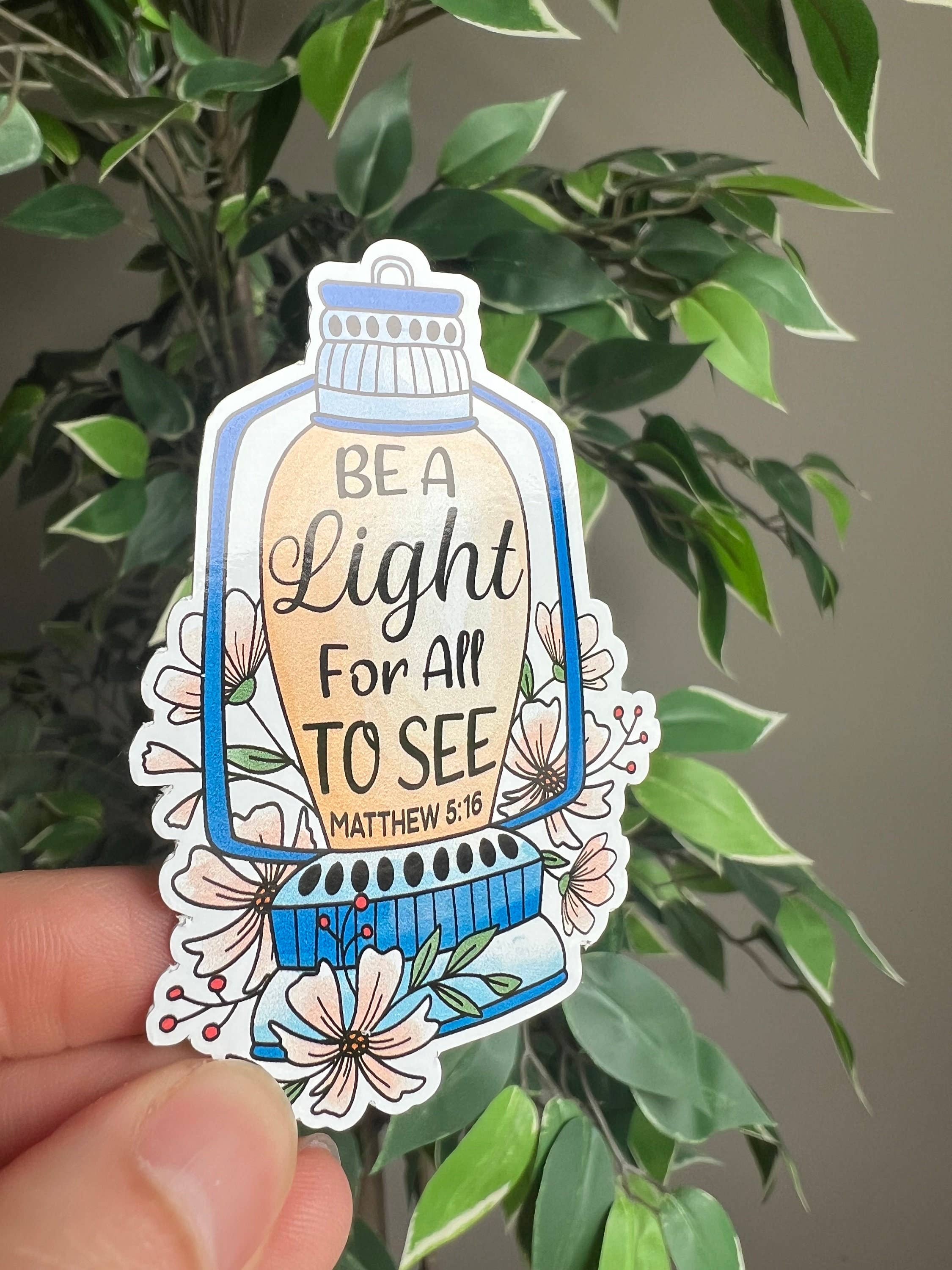 Thirty Three Prints – wholesale Sticker – Floral Lightbulb Sticker: Christian Glossy Vinyl Decal1