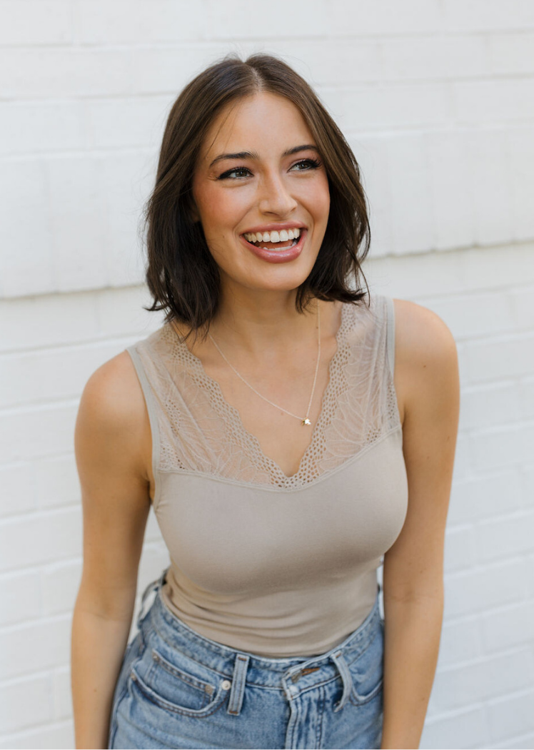 ELIETIAN - Vente Haut en maille – femme - Top réversible avec insert en dentelle3