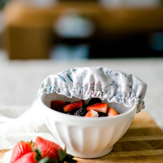 Reusable Bowl or Dish Cover- Grey Floral for wholesale by Wild Clementine Co.