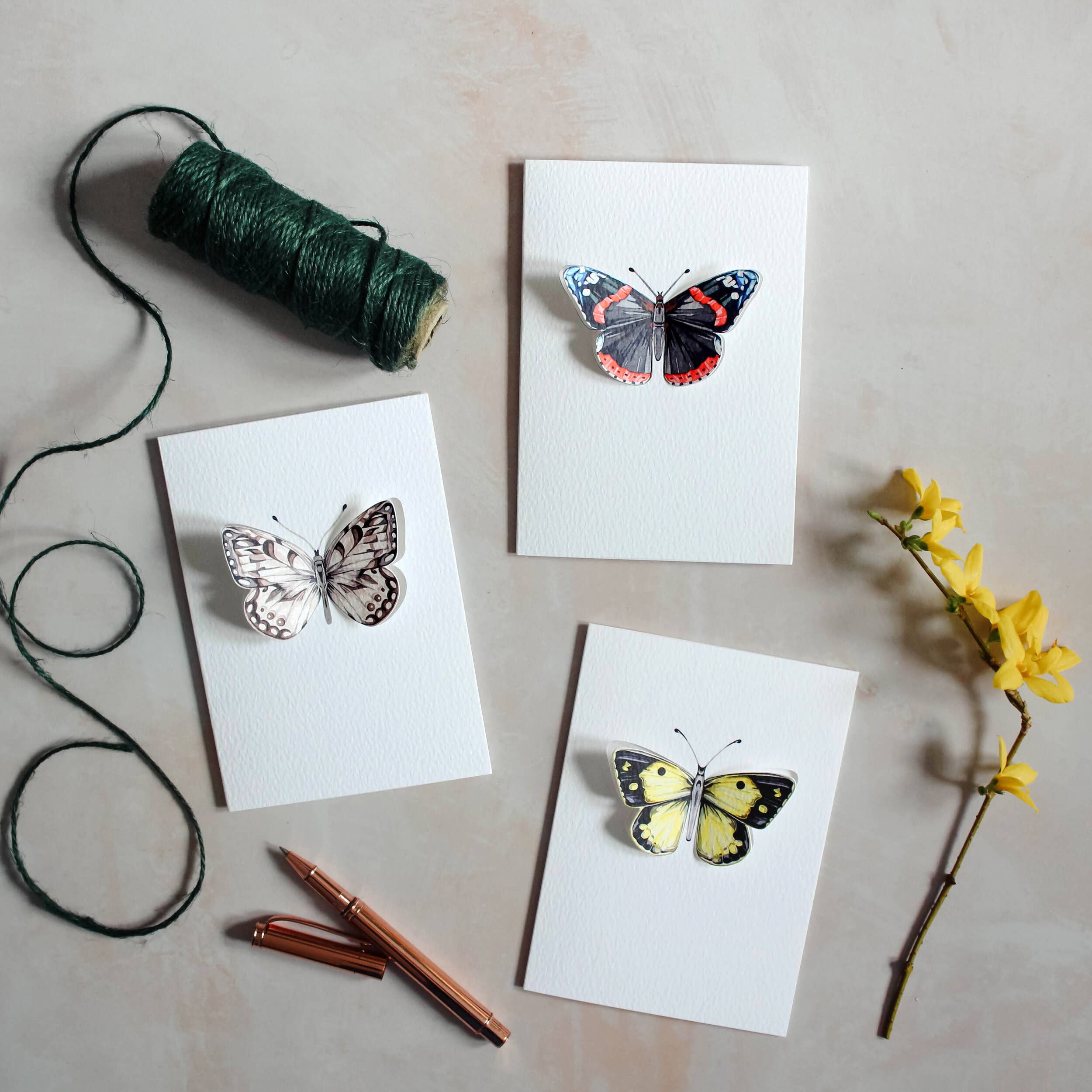 Sophie Brabbins - Wholesale Everyday Greeting Card - Marbled White Pop Out Butterfly Watercolour Greetings Card3