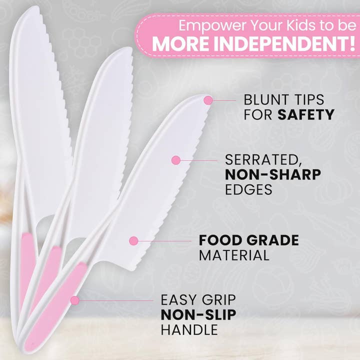 Zulay Kitchen - Wholesale Knife set - Safety Knife Set for Kids – 3-Piece Montessori Kitchen Tool3