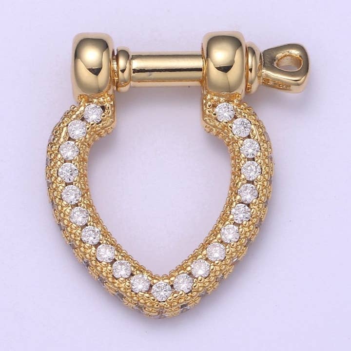 Cierre de grillete en U de paracord con tornillo, mosquetón de anclaje, pavé de CZ transparente, para suministro de componentes de fabricación de collares y pulseras L-264. para venta al por mayor de Aim Eternal