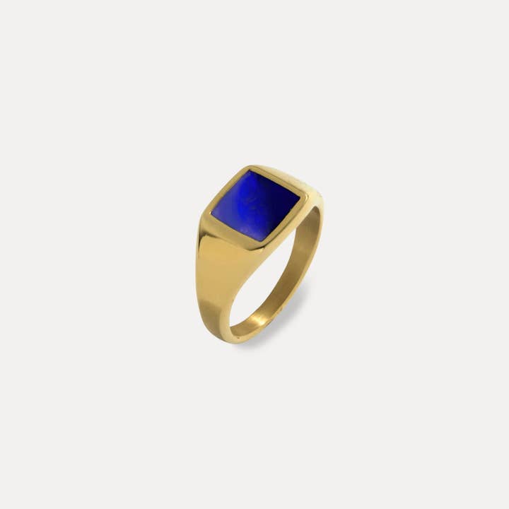 Square Lapis Ring - Gold for wholesale by Twistedpendant