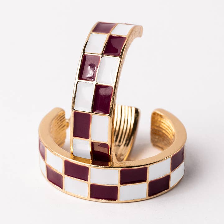 Øreringe Sunny Maroon & Hvid S for engroshandel hos Michelle McDowell