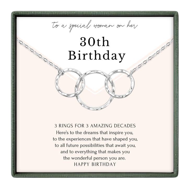 hope love shine - Wholesale Pendant/charm necklace - 30th Birthday Jewelry Gift - Gold or Silver 3 Ring Necklace