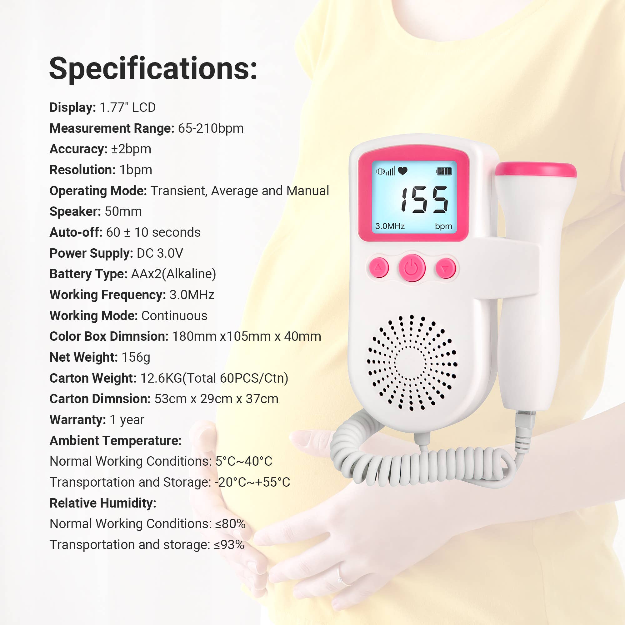 Vastmedic - Wholesale Babyfoon - SpringBud FD-400B prenatale Doppler voor hartslagmonitoring5