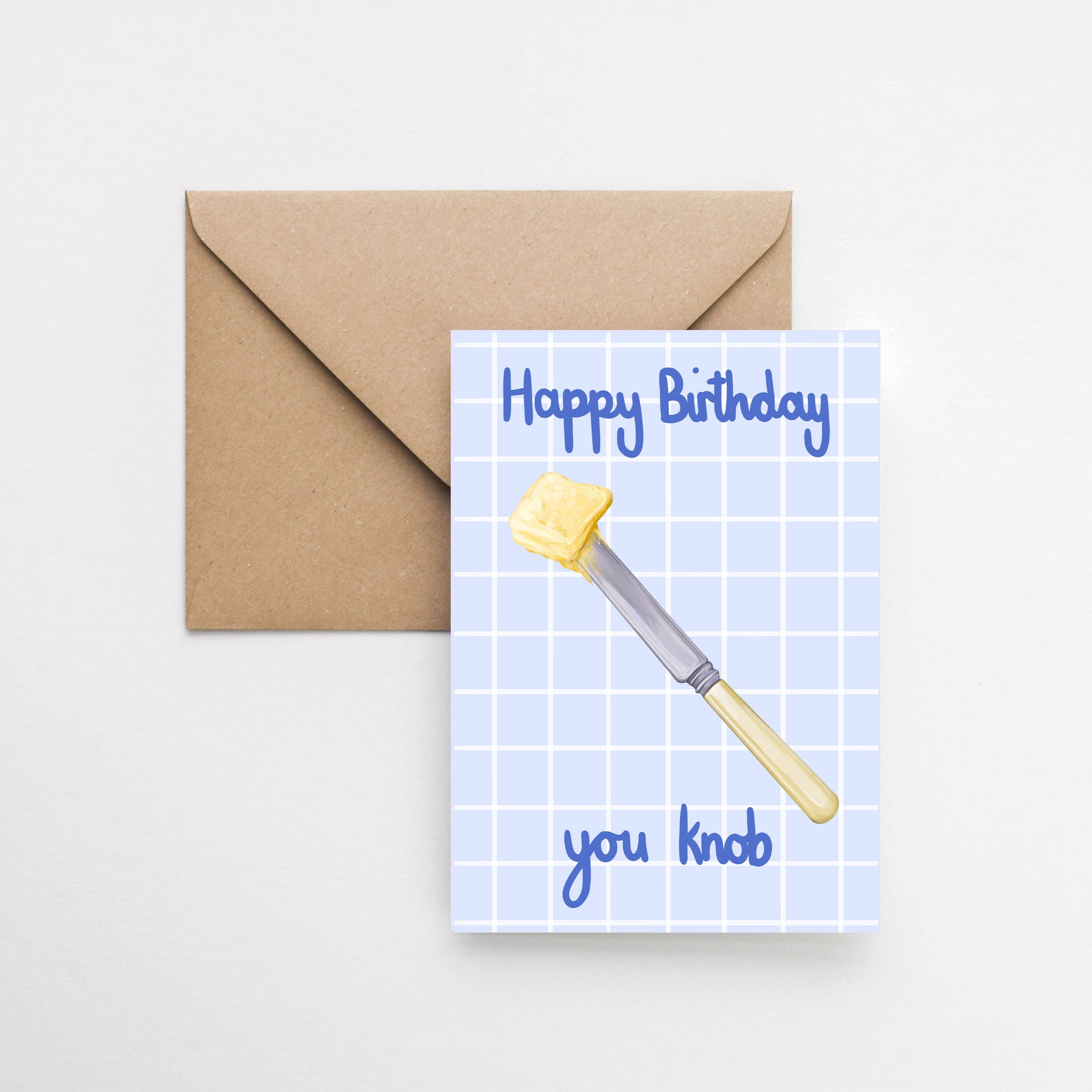 Katie Tinkler illustration – wholesale Birthday card – Happy Birthday You Knob Funny Butter Birthday Greeting Card2