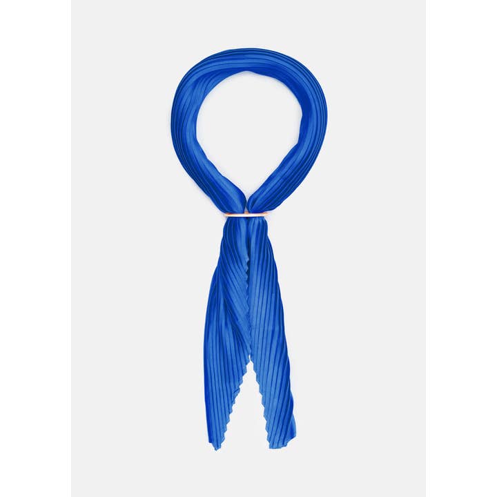 NALI' - Wholesale Scarf - Women's - MAYA PLISSE FOULARD W/ RING BLUE - N621