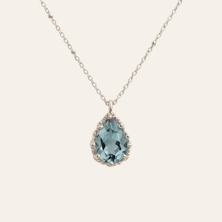 Silver Blue Topaz Necklace - Aurelia for wholesale by Dainty London
