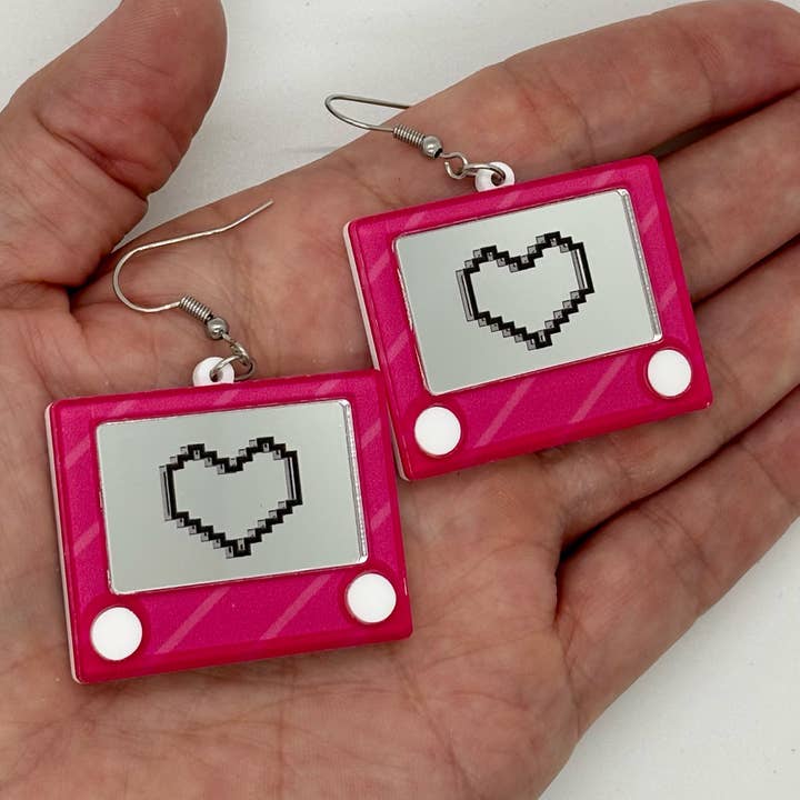 Etch A Sketch Earrings 90's Nostalgia Retro Cute Gift for wholesale by Myrickle