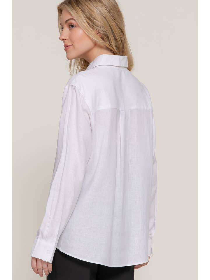 Active Basic | Active USA - Wholesale Button Down Shirt - Women's - Long Sleeve Linen Blend Shirt23