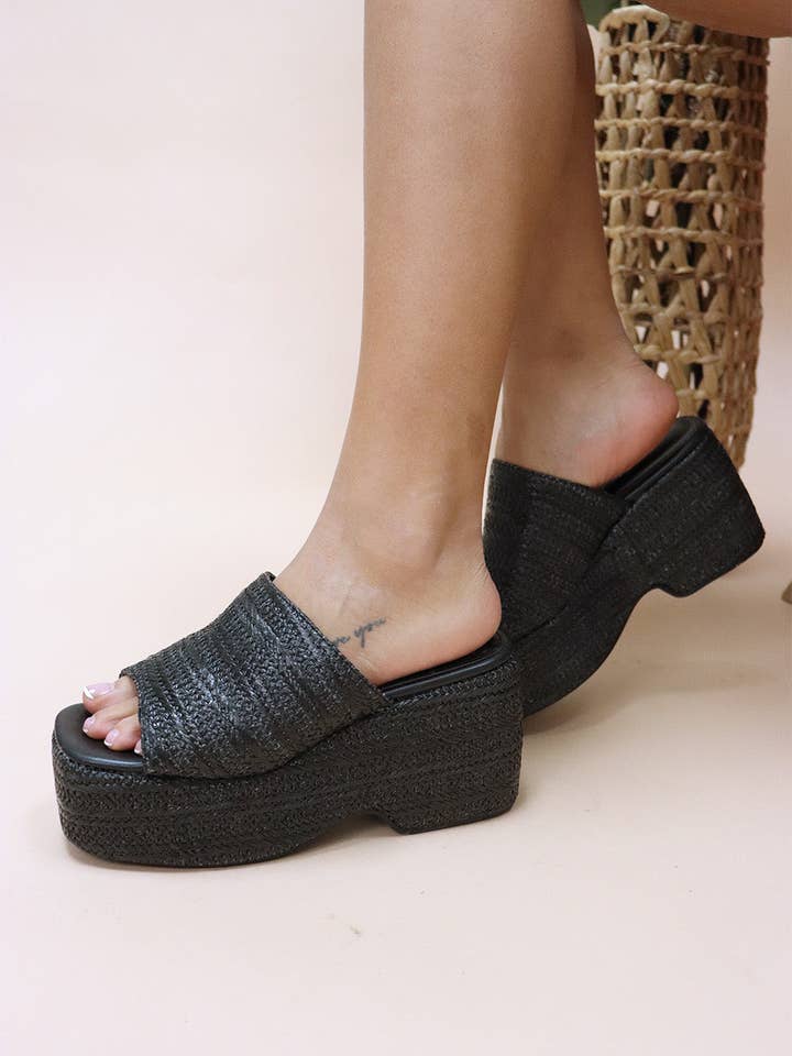 Lemonade Shoes - Wholesale Platform Heels - Women's - MARIE - Raffia Wedge Heel, Chunk Summer Sandal2