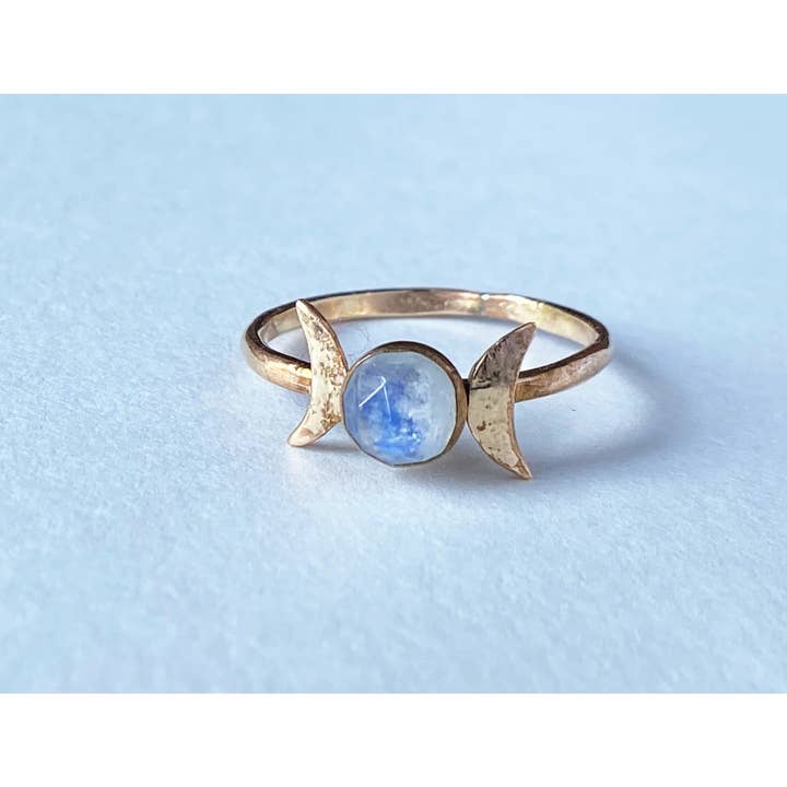Gold moon and stars ring for wholesale by Nevermore Fine Jewelry