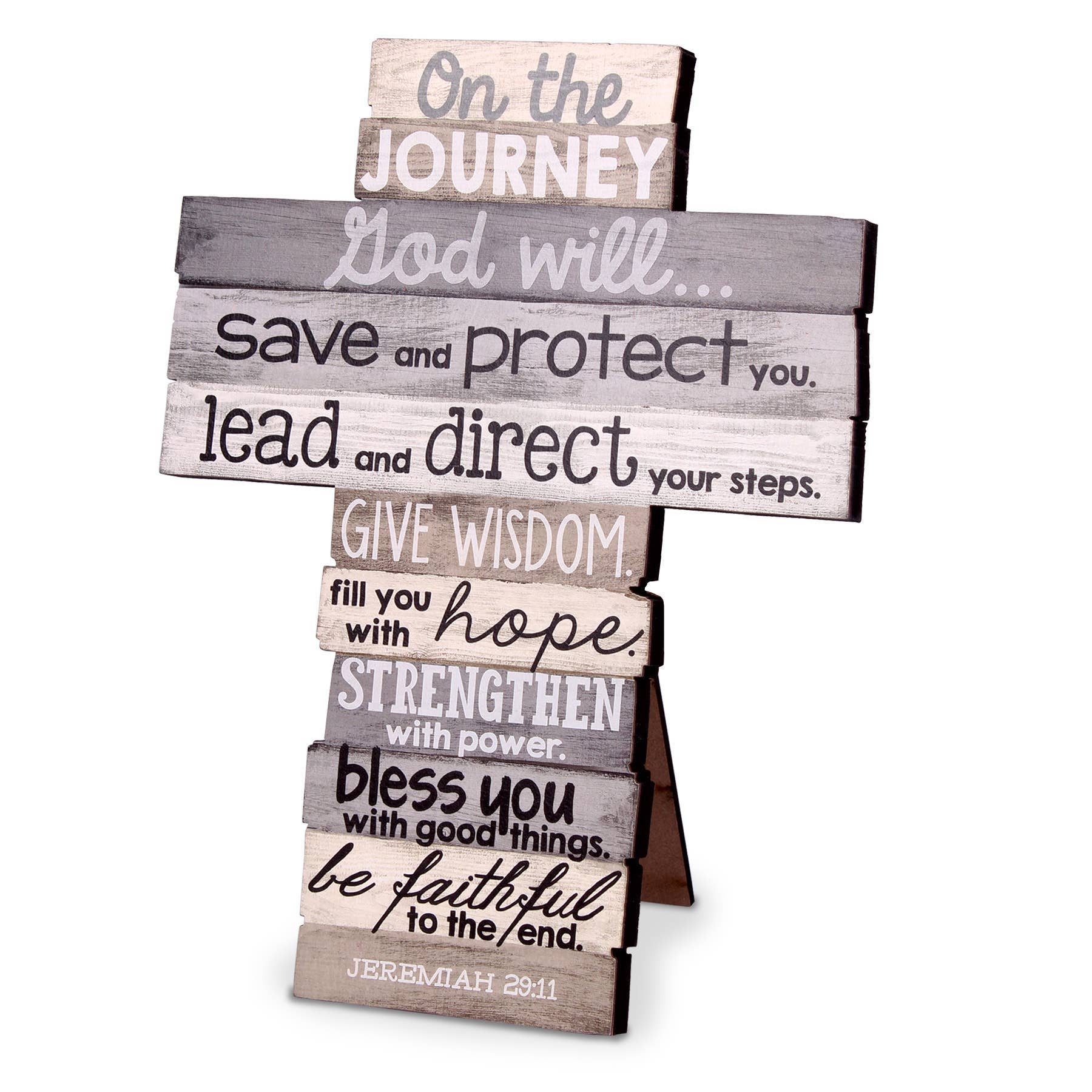 Cottage Garden - Wholesale Decorative Tabletop Object - LCP MEDIUM STACKED WOOD CROSSES JOURNEY0