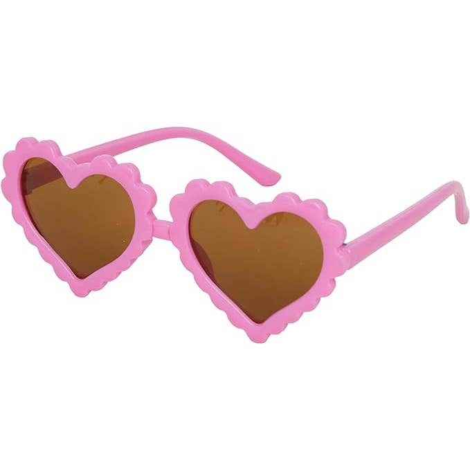 Funky Junque - Wholesale Sunglasses - Kids - Kids Sunglasses - Hot Pink (Scallop Heart)