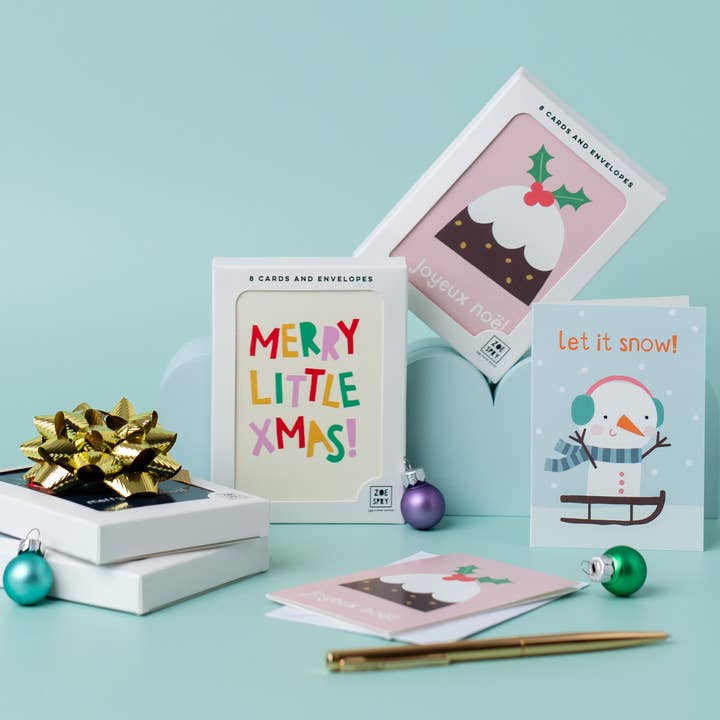 Zoe Spry – Großhandel Weihnachtskarte – Packung mit 8 Mini-Karten „Merry Christmas“ -Kartenpaket1