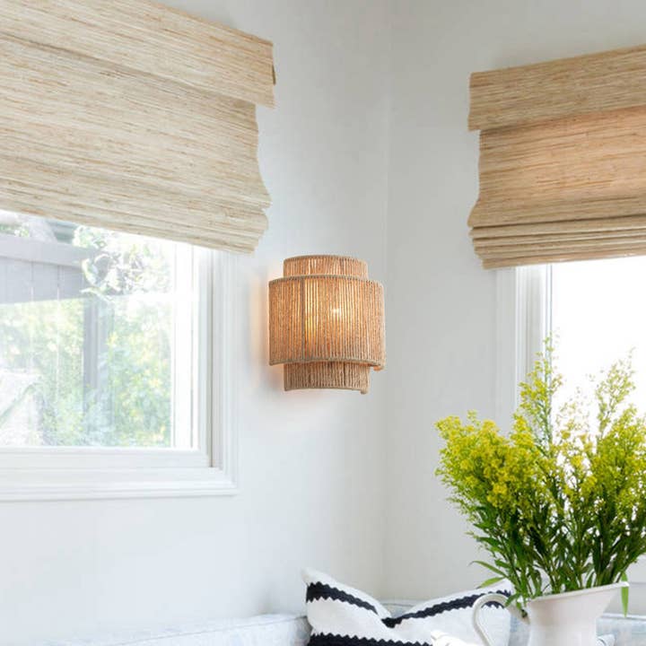 Brio Lighting - Wholesale Sconce - Lusteria 9" Boho Hand Woven Rope 1-Light Wall Sconce Light1