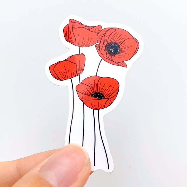 Slik Art and Design - Wholesale Sticker - Poppy Sticker - August Birth Month Flower Sticker0