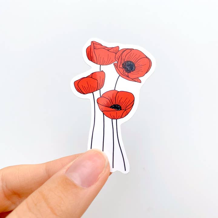 Slik Art and Design - Vente Autocollant - Autocollant Coquelicot - Sticker fleur mois de naissance août