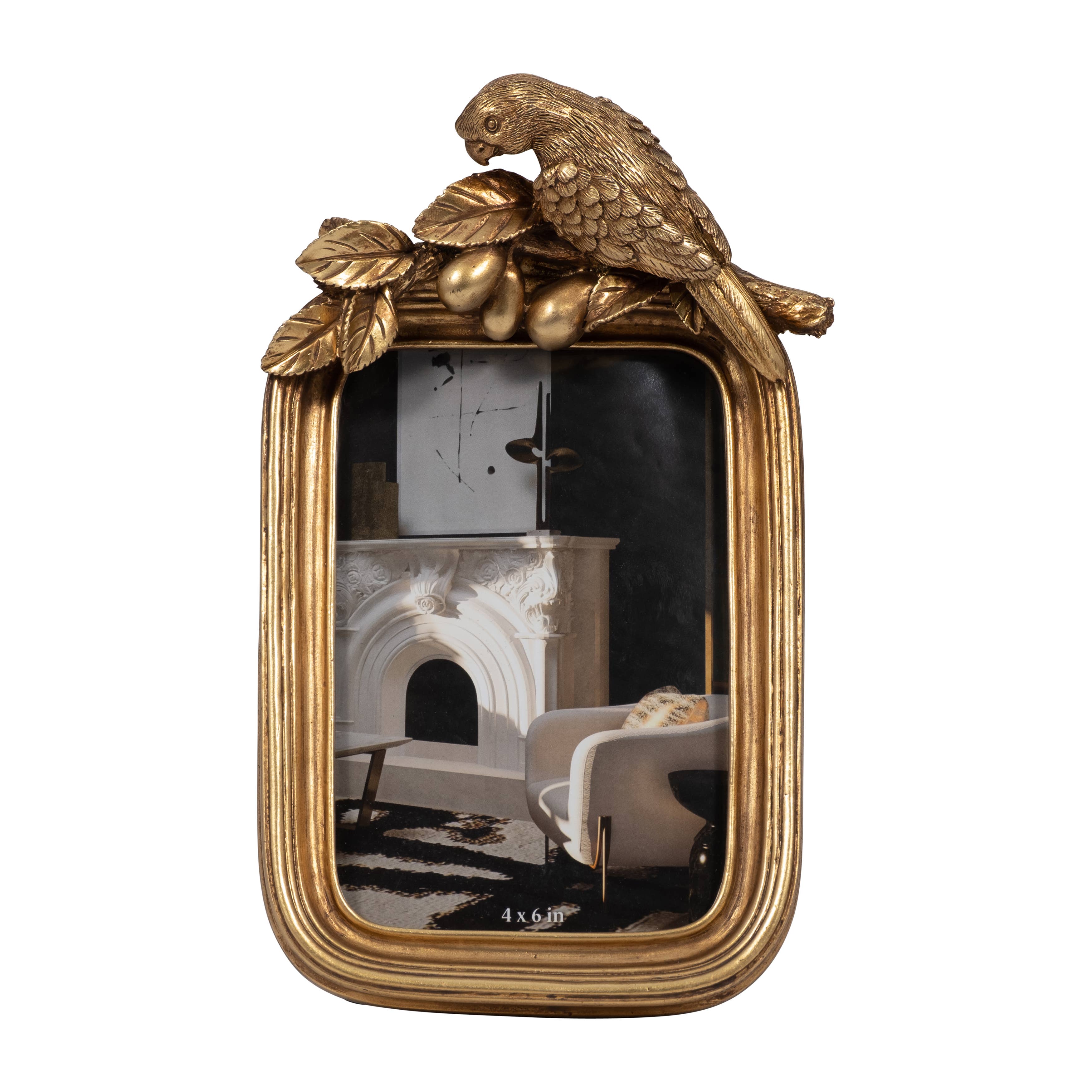 Sagebrook Home - Wholesale Picture Frame - Decorative Picture Frame - Gold Polyresin Bird, 4x6 in.5