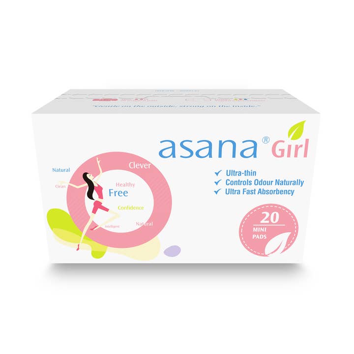 Asana Girl Chlorine Free MINI Sanitary Pads Wings | 20 Pads for wholesale by ASANA