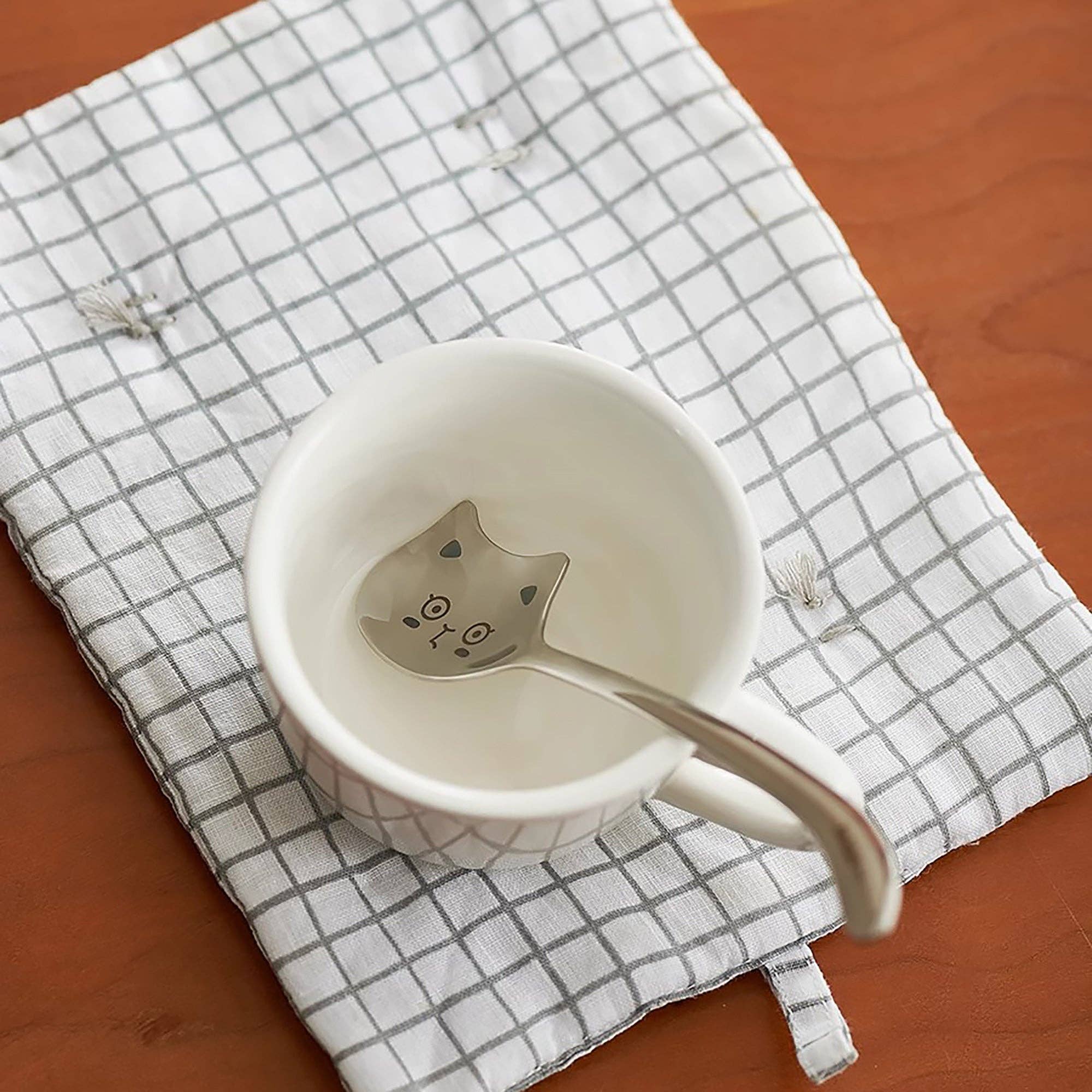 MinoCraft - Vendita all'ingrosso Cucchiai da cucina - Cucchiaio in acciaio inossidabile con incisione di gatto carino10