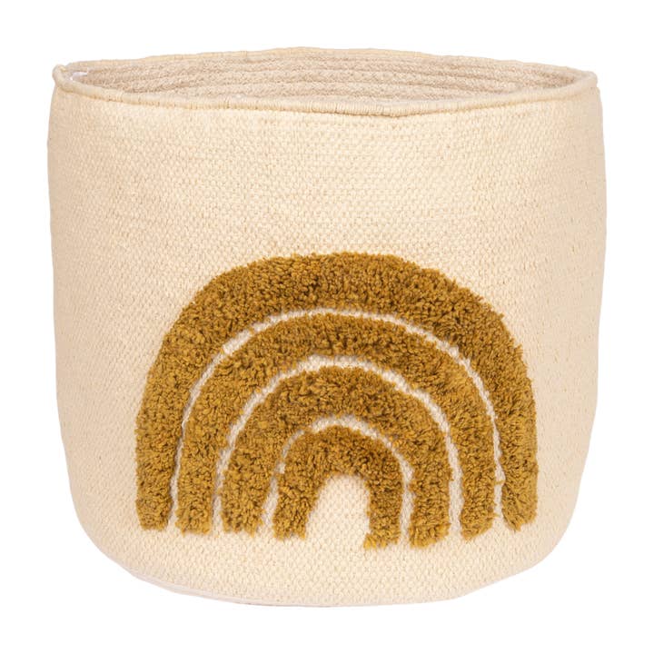 Tufted basket rainbow mustard for wholesale by À la collection