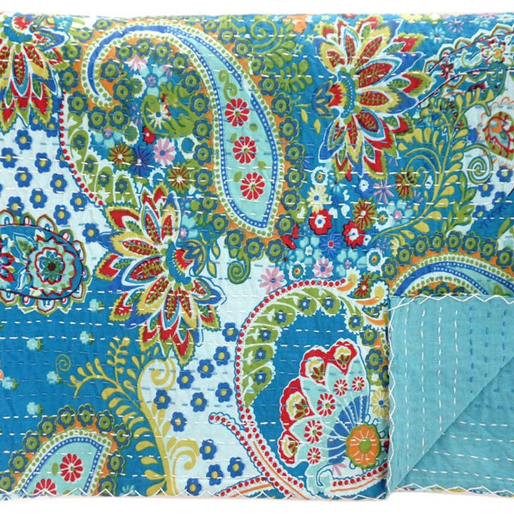 Vintage Addiction - Wholesale Quilt - HAND STITCHED KANTHA QUILT / COVERLET