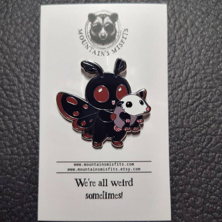 Mountain's Misfits - Wholesale Lapel Pin/Button - Mothman w/ Opossum Pin