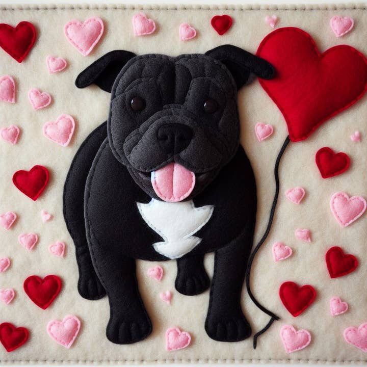 Carte de vœux Staffie Bull Terrier noire de luxe unique pour la vente par Two Woofs