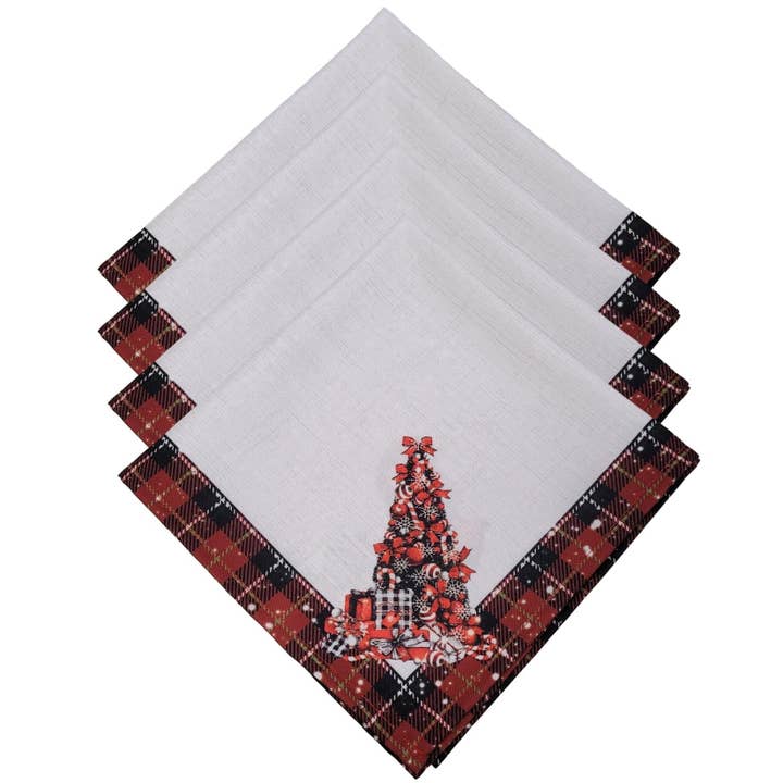 Conjunto de 4 guardanapos de pano Charlo's Pleigh Papai Noel 16" por 16 por atacado de Maison Charlo