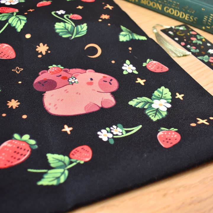 The Moonborn - Wholesale Tote Bag - Women's - Strawberry Capybara Tote Bag