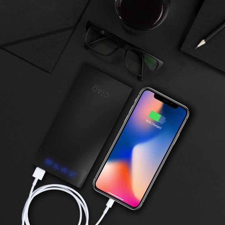 Ciao Tech High Performance Stylish 15,000 Mah Rubberized Powerbank- Black for wholesale on Faire2