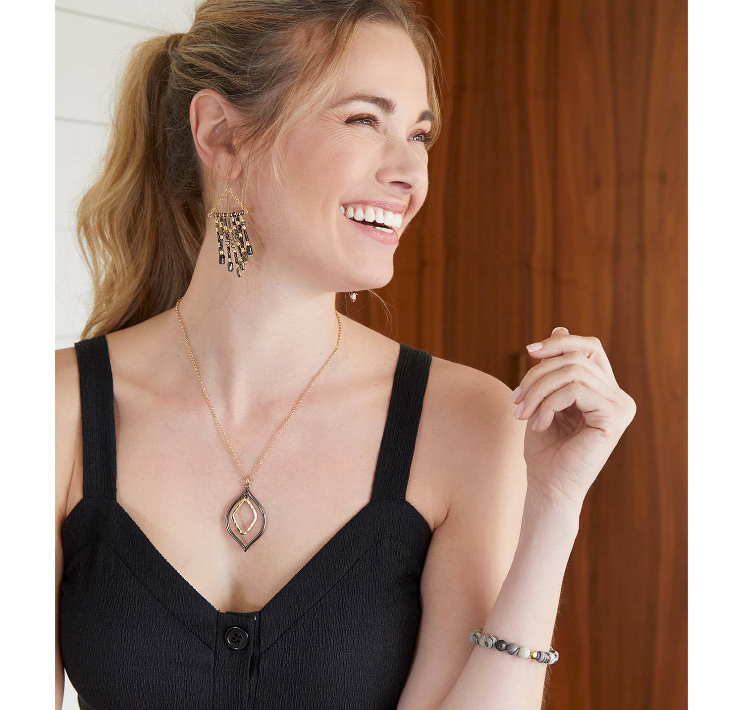 Mixed Metal Pointed Teardrop Dangle for wholesale on Faire1