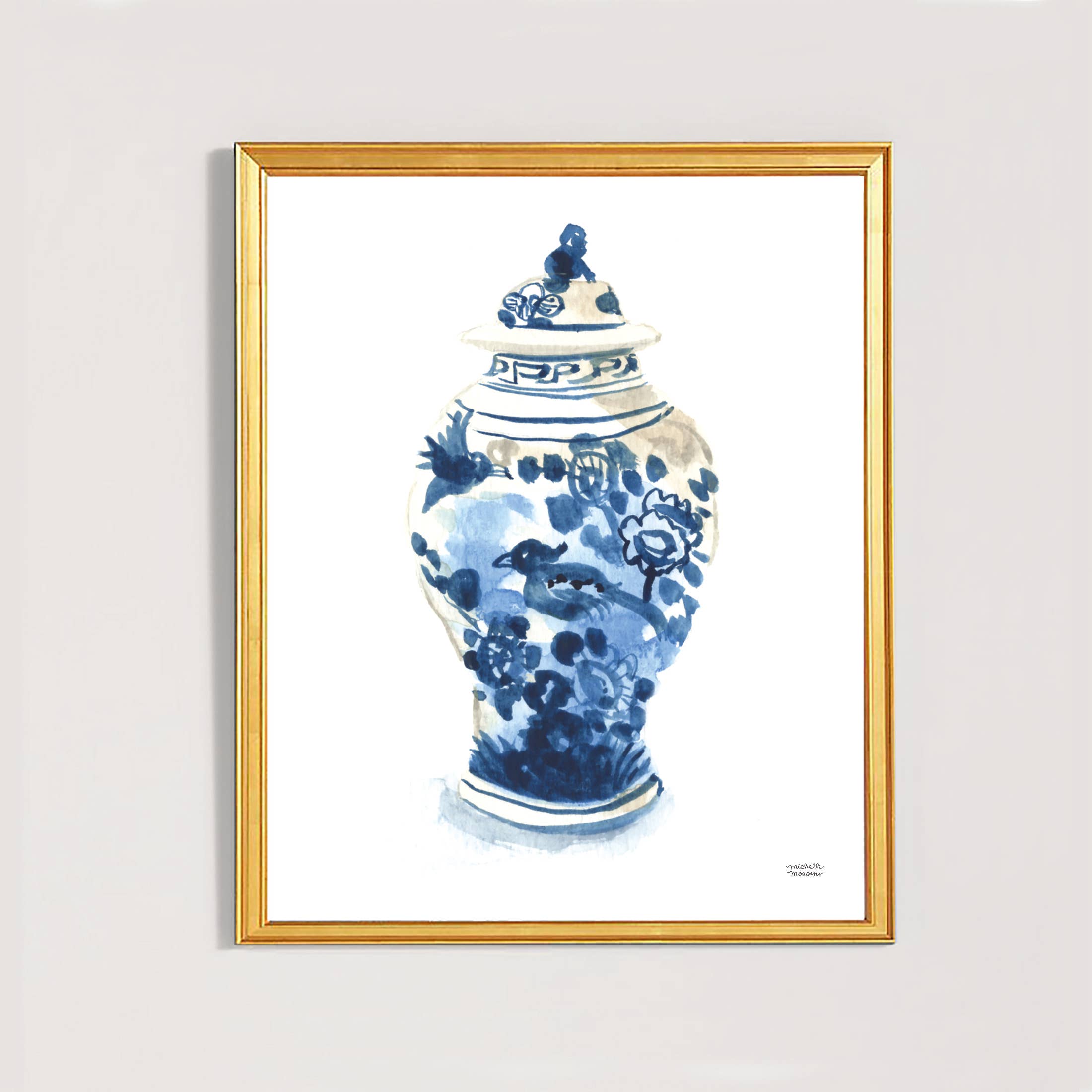 Michelle Mospens - Wholesale Art Print - Watercolor Ginger Jar No1 Art Print by Michelle Mospens4