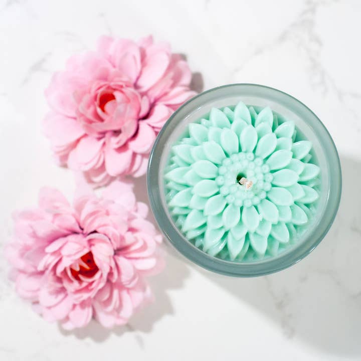 Multifaceted™ Artisan Candles - Wholesale Novelty Candle - Dahlia Flower Candle, Eco -Friendly Candle - multiple sizes