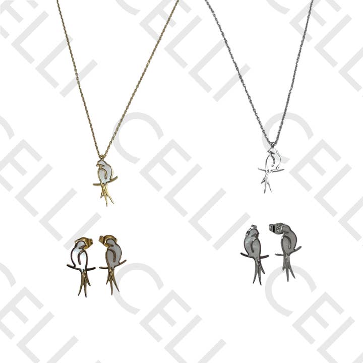 Stahlkette/-ohrring - Vogel für den Großhandel von Celli Biju