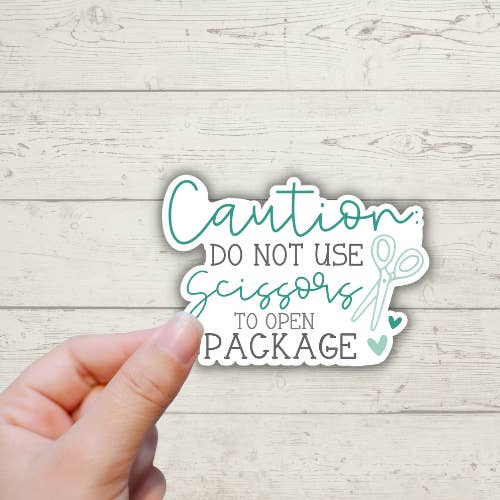 Caution Do not Use Scissors Warning Stickers - Packaging for wholesale by Forest Crafts