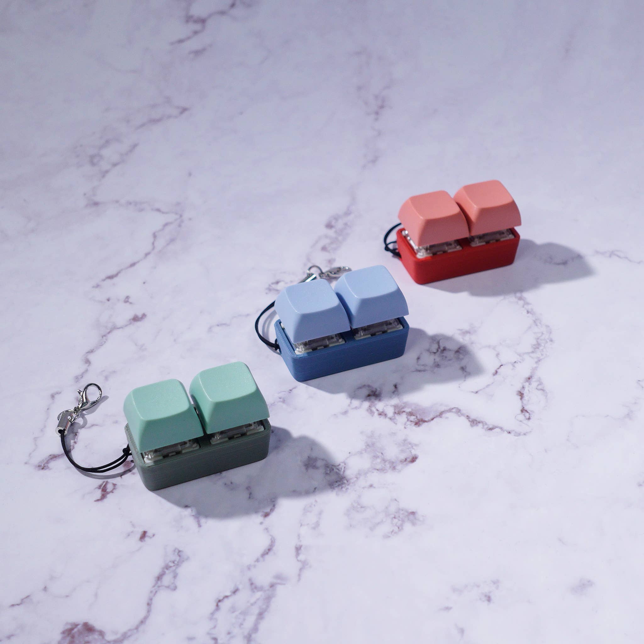 Strudel3D - Wholesale Fidget Toy - Kids - 2 Key Mechanical Keyboard Fidget Keychain - Two-Tone Series2