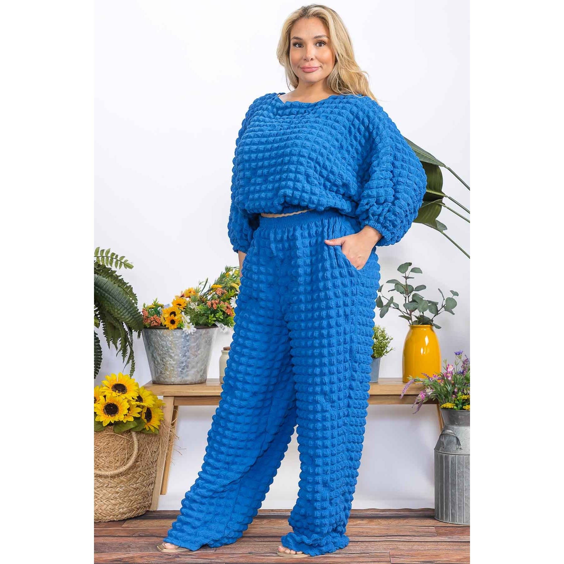 omgstyles – wholesale Top & pants set (NOT Loungewear) – Women's – Plus Size Bubble Two Pc Set14