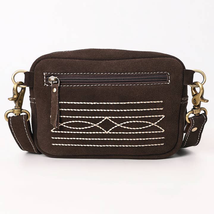 LS Western - Wholesale Crossbody Bag - Women's - ADBGA710 Suede Camera Bag - Western Stitch Detail with Adjustable Strap18