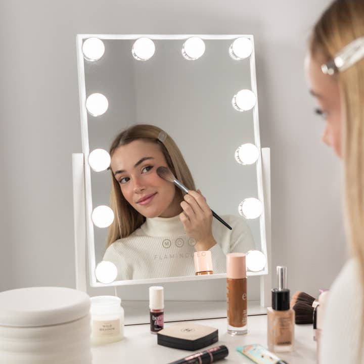 Flamingueo - Wholesale Makeup mirror - Espejo reclinable con 12 luces LED de Hollywood ENCHUFE UE4